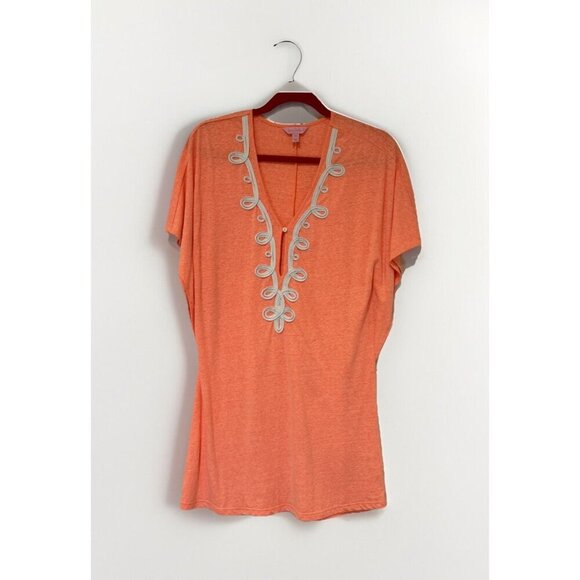 Lilly Pulitzer Other - Lilly Pulitzer Womens Swim Coverup XXS Balleta Papaya Beach Linen‎ Blend Coastal